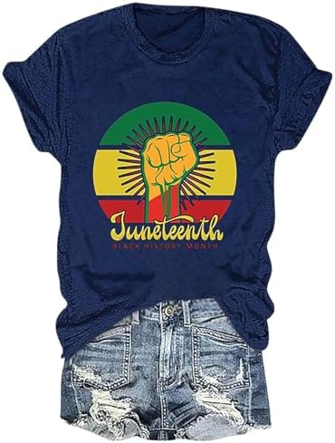 Blouses & Button-Down Shirts | Womens  1865 Juneteenth Shirts’s Celebrating Black Freedom Tops Black Independence Day V Neck Short Sleeve Blouses Juneteenth Clothes Blue 3X-Large, Navy Blouses & Button-Down Shirts Blouses & Button-Down Shirts