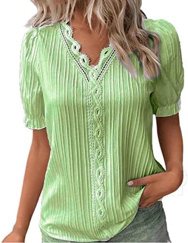 Blouses & Button-Down Shirts | Womens  224 Summer Lace V Neck Plain Lace Elegant Shirt Fashion Solid Color Elegant Blouse Short Sleeve Plus Size Blouses & Button-Down Shirts Blouses & Button-Down Shirts