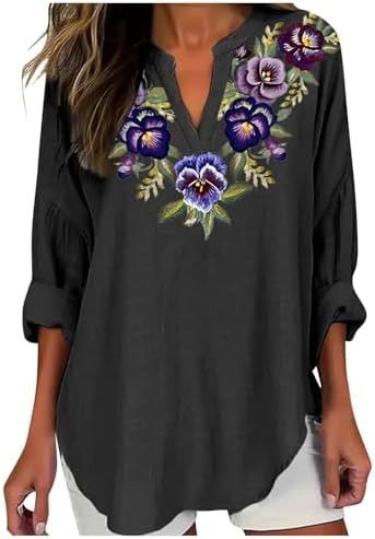 Blouses & Button-Down Shirts | Womens  Awareness Shirts Linen Button Down Shirt Oversized V Neck Roll Up Sleeve Blouses Topss Tops Dressy Blouses & Button-Down Shirts Blouses & Button-Down Shirts