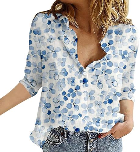 Blouses & Button-Down Shirts | Womens  Button Down Shirts For Casual Long Sleeve Lapel Collared Blouse Trendy 224 Cute Printed Tops Daily Wear Tops Blouses & Button-Down Shirts Blouses & Button-Down Shirts