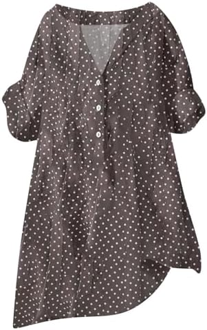 Blouses & Button-Down Shirts | Womens  Cotton Linen Shirts For Long Sleeve Button Down Polka Dots Loose Tunic Tops Casual Summer Oversized Clothes Blouses & Button-Down Shirts Blouses & Button-Down Shirts