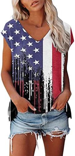 Blouses & Button-Down Shirts | Womens  Independence Day T-Shirt Summer Casual Loose Cap Sleeve Tops 4Th Of July Patriotic Blouses Festival Tops Blouses & Button-Down Shirts Blouses & Button-Down Shirts