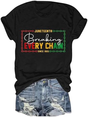 Blouses & Button-Down Shirts | Womens  Juneteenth Shirts Breaking Every Chain’s Celebrate 1865 Freedom Tops Short Sleeve Black History Casual Blouses Blouses & Button-Down Shirts Blouses & Button-Down Shirts