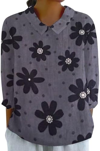 Blouses & Button-Down Shirts | Womens  Linen Tops Tops Summer Casual V Neck Tshirt Ladies 224 Floral Print Daily Tees Tunic Blouses Loose Plus Size Blouses & Button-Down Shirts Blouses & Button-Down Shirts