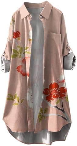 Blouses & Button-Down Shirts | Womens  Oversized Button Down Long Shirts For Long Sleeve Floral Tunic Shirt Dress Soft Cmofy Cover Ups Shirts Cardigan Blouses & Button-Down Shirts Blouses & Button-Down Shirts