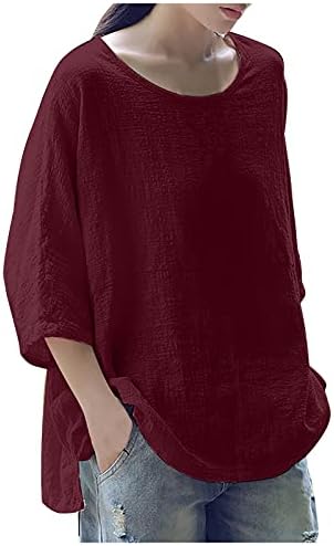 Blouses & Button-Down Shirts | Womens  Plus Size Tops For Dressy 3/4 Sleeve Fall Top Loose Fit Puff Sleeve Crew Neck Shirt Plain Basic Shirts Blouses & Button-Down Shirts Blouses & Button-Down Shirts