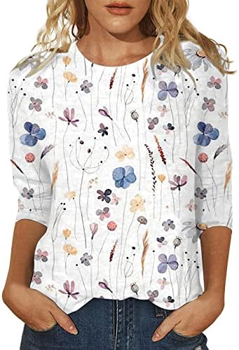 Blouses & Button-Down Shirts | Womens  Summer Shirts Stylish 3/4 Sleeves Tops Casual Comfy Shirts Summer Crew Neck Blouse’s Fashion Casual Blouses & Button-Down Shirts Blouses & Button-Down Shirts