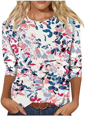 Blouses & Button-Down Shirts | Womens  Summer Topss Casual Loose 3/4 Sleeve Tops Fashion Blouse Summer Trendy Crew Neck Shirts Blouses & Button-Down Shirts Blouses & Button-Down Shirts