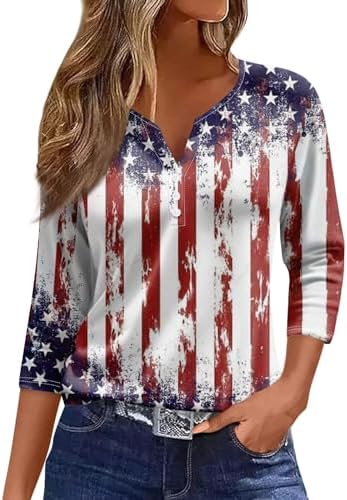 Blouses & Button-Down Shirts | Womens  Tops Casual Trendy Dressy Top Henley V Neck Button Down Shirts Patriotic American Dream Vacation Shirt Blouses & Button-Down Shirts Blouses & Button-Down Shirts