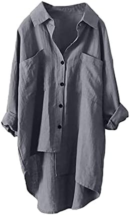 Blouses & Button-Down Shirts | Womens  Tops Cotton Turn Down Lapel Daily Loose Shirt Fashion Casual Linen Summer Long Button-Down Blouses Blouses & Button-Down Shirts Blouses & Button-Down Shirts