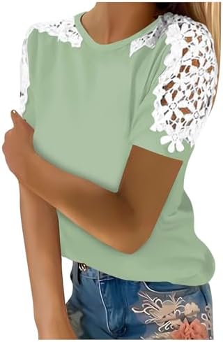 Blouses & Button-Down Shirts | Womens  Tops Summer Fashion Lace Crochet Short Sleeves Ladies Casual Lace Short Sleeve Shirt Pullover Tops Blouses & Button-Down Shirts Blouses & Button-Down Shirts