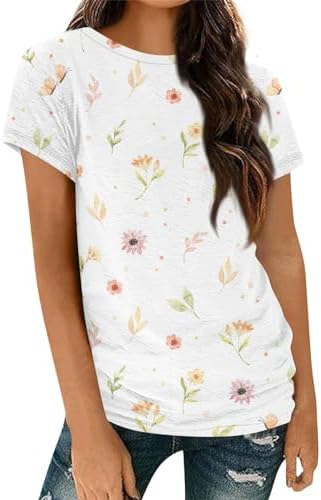 Blouses & Button-Down Shirts | Womens  Tshirts Shirts For’s Summer Floral Printed Tops Casual Short Sleeve Simple Round Neck T-Shirt Blouses & Button-Down Shirts Blouses & Button-Down Shirts