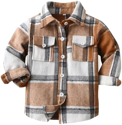 Boys’ Tops, Tees & Shirts | Babys  Bbay And Toddlers’ Flannel Shirt Long Sleeve Plaid Lapel Button Down Shirt Jacket Girl Clothes Fall/Winter Babys