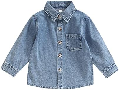 Boys’ Tops, Tees & Shirts | Babys  Toddler Cute Long Sleeve Button Down Jean Shirt Slouchy Denim Dress Shirt Babys Babys