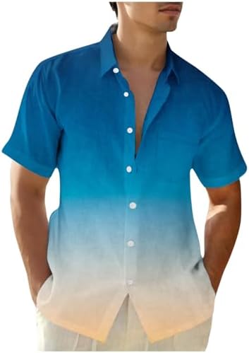 Button-Down Shirts | Mens  224 Summer Tropical Button Down Shirts Beach Hawaiian Short Sleeve Tops Gradient Casual Resort Wear Shirts Button-Down Shirts Button-Down Shirts