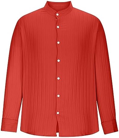 Button-Down Shirts | Mens  Button Down Cotton Linen Shirts Casual Long Sleeve Dress Shirts Regular Fit Stand Collar Beach Yoga Shirts Tops Button-Down Shirts Button-Down Shirts