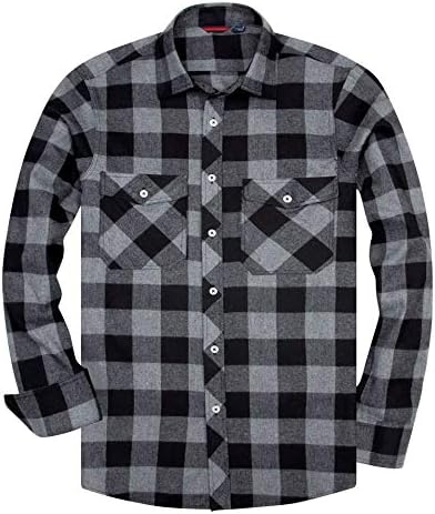 Button-Down Shirts | Mens  Button Down Regular Fit Long Sleeve Plaid Flannel Casual Shirts Button-Down Shirts Button-Down Shirts