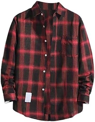 Button-Down Shirts | Mens  Button Down Shirts Regular Fit Long Sleeve Casual Plaid Flannel Shirt Jackets Gifts Fall Clothes Button-Down Shirts Button-Down Shirts