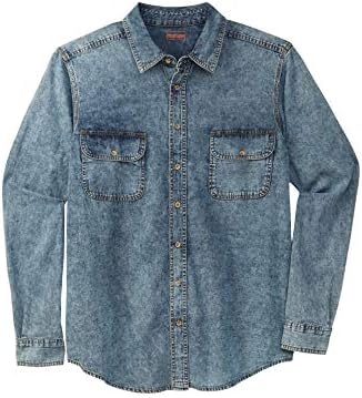 Button-Down Shirts | Mens  By Kingsize Big & Tall Long Sleeve Denim And Twill Shirt Button-Down Shirts Button-Down Shirts