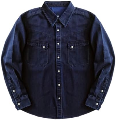 Button-Down Shirts | Mens  Denim Shirt Shirts Long Sleeve Casual Lapel Denim Shirt Single-Breasted Work Shirt Top Button-Down Shirts Button-Down Shirts