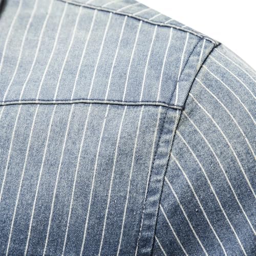 Button-Down Shirts | Mens  Denim Shirts Striped Stretch Long Sleeve Jeans Shirts Casual Slim Shirts Button-Down Shirts Button-Down Shirts