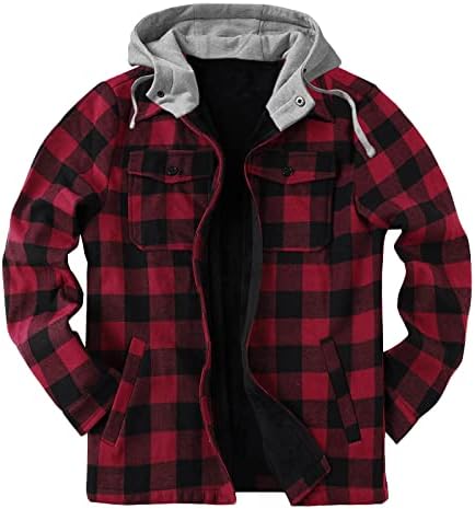 Button-Down Shirts | Mens  Flannel Shirt Casual 224 Plaid Polar Fleece Pocket Hooded Zipper Buckle Flannel Shirt Casual 224 Button-Down Shirts Button-Down Shirts