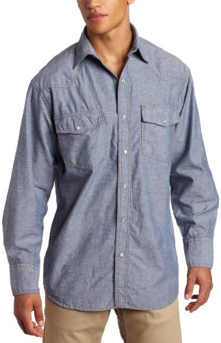 Button-Down Shirts | Mens  Key Industries Long Sleeve Western Snap Pre-Washed Chambray Shirt Button-Down Shirts Button-Down Shirts