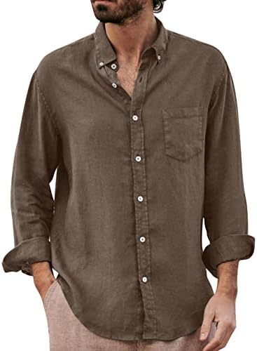 Button-Down Shirts | Mens  Long Sleeve Button-Down Striped Dress Shirt Long Sleeve Shirt Top Cotton Linen Button Down Shirts Linen Shirt Button-Down Shirts Button-Down Shirts