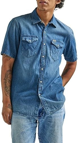 Button-Down Shirts | Mens  Long Sleeve Denim Western Snap Shirt Button-Down Shirts Button-Down Shirts