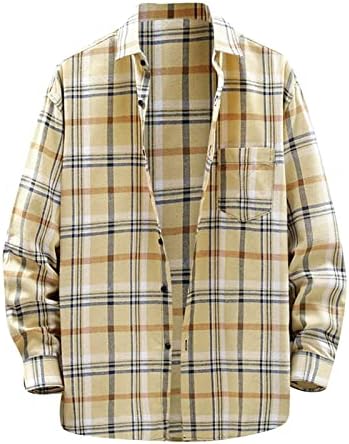 Button-Down Shirts | Mens  Plaid Flannel Shirts Casual Sanding Plaid Buckle Lapel Short Sleeve Jacket Flannel Casual Plaid Jacket Button-Down Shirts Button-Down Shirts