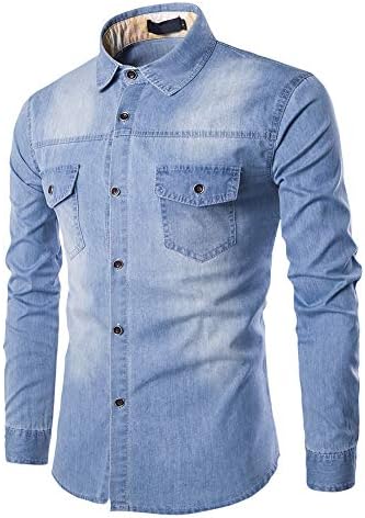 Button-Down Shirts | Mens  Relaxed Button Down Denim Shirts Slim Fit Long Sleeve Jean Shirts Button-Down Shirts Button-Down Shirts