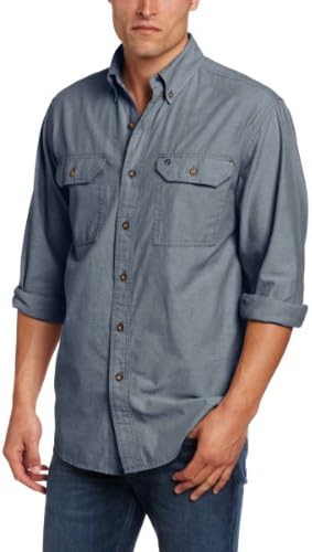 Button-Down Shirts | Mens  Relaxed Fit Midweight Chambray Long-Sleeve Shirt Button-Down Shirts Button-Down Shirts