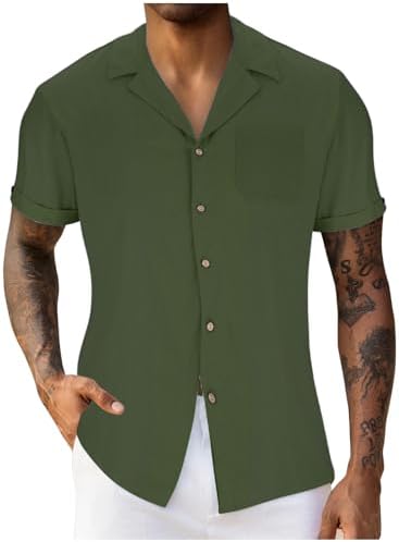 Button-Down Shirts | Mens  Short Sleeve Button Down Shirts,Ultra Cotton Solid Casual Shirt,Cardigan Hawaiian Beach Tops(Available In Big&Tall) Button-Down Shirts Button-Down Shirts