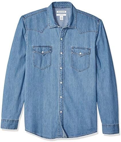 Button-Down Shirts | Mens  Slim-Fit Long-Sleeve Denim Shirt Button-Down Shirts Button-Down Shirts