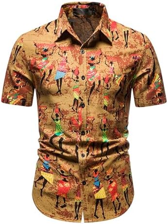 Button-Down Shirts | Mens  Vintage Print Hawaiian Shirts Casual Short Sleeve Button Down Tops Summer Floral Tropical Shirts With Pockets Button-Down Shirts Button-Down Shirts