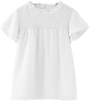 Girls’ Tops, Tees & Blouses | Babys  Blouse Ruffle Puff Short Crewneck Short Sleeve Loose Blouse Summer Solid Color Casual Sparkly Babys Babys