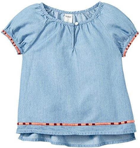 Girls’ Tops, Tees & Blouses | Babys  Oshkosh Embroidered Chambray Top, Denim (4 Kids) Babys Babys