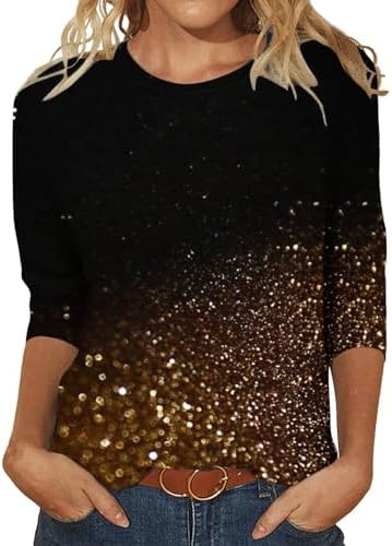 Tops, Tees & Blouses | Womens  3/4 Sleeve Sequin Tops Party Glitter Sparkle Shimmer Shirts Fashion Ladies Loose Blouses (Orange, Xxxxl) Clothing Tops, Tees & Blouses