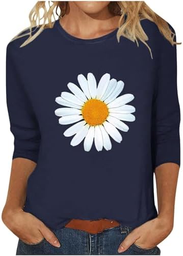 Tops, Tees & Blouses | Womens  3/4 Sleeve T Shirts Fors Sunflower Printed Tops Summer 224 Crew Neck Blouses Casual Basic Tee Tunic Clothing Tops, Tees & Blouses