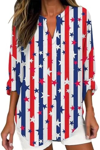 Tops, Tees & Blouses | Womens  American Flag Graphic Blouses Linen Pleated V Neck Long Sleeve Oversized T Shirt 4Th Of July Patriotic Tops Clothing Tops, Tees & Blouses