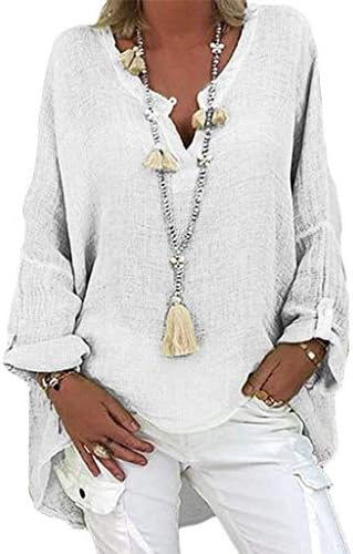 Tops, Tees & Blouses | Womens  Button Down Shirts For Plus Casual Size Color Long Blouse Loose’s Blouse White Linen Shirt Clothing Tops, Tees & Blouses