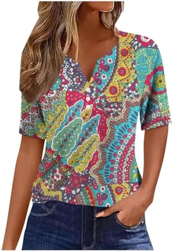 Tops, Tees & Blouses | Womens  Casual Fashion Spring Floral V Neck Button Up Blouse Print Shirts Clothing Tops, Tees & Blouses