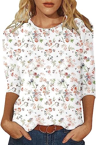 Tops, Tees & Blouses | Womens  Casual Round Neck Three Quarter Sleeve Retro Ethnic Style Printed T Shirt Casual Top Fall Blouse Long Clothing Tops, Tees & Blouses