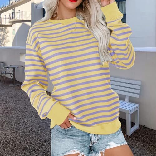 Tops, Tees & Blouses | Womens  Casual Striped Pullover Tops Long Sleeve Shirts Crewneck Oversized Sweatshirts 2024 Fall Clothes Clothing Tops, Tees & Blouses