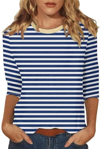 Tops, Tees & Blouses | Womens  Casual Striped Pullover Tops Sleeve T Shirt Printed Top Puff Dressy Business Casual Outfits Trendy 224 Fall Clothing Tops, Tees & Blouses