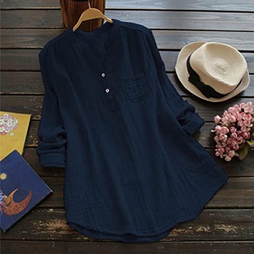 Tops, Tees & Blouses | Womens  Cotton Button Down Shirt Trendy Boho 3/4 Length Sleeve Round Collar Button Down Dressy Tops Clothing Tops, Tees & Blouses