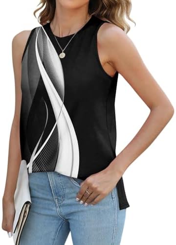 Tops, Tees & Blouses | Womens  Flowy Tank Tops Crewneck Loose Fit Basic Casual Summer Tops Side Split Sleeveless Shirts Soft Cotton Blouses Clothing Tops, Tees & Blouses