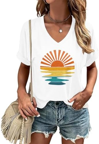 Tops, Tees & Blouses | Womens  Graphic Tees For Summer Tops Short Sleeve V Neck Trendy Basic Tshirts Plus Size T Shirts Going Out Top Tee Shirts Clothing Tops, Tees & Blouses