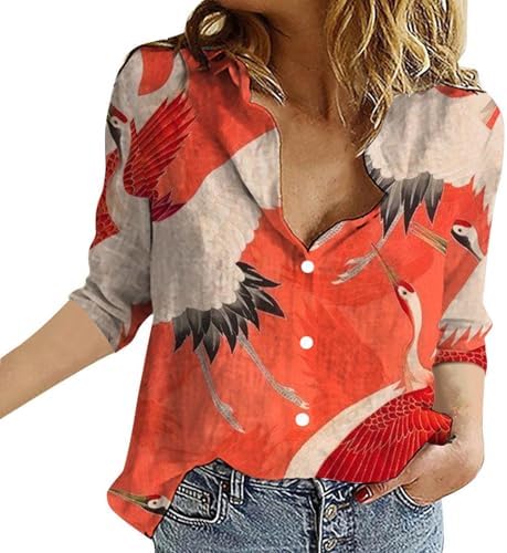 Tops, Tees & Blouses | Womens  Linen Button Down Shirts Long Sleeve Casual Lapel Floral Print Blouse Lightweight Spring Casual Gauze Tops Clothing Tops, Tees & Blouses