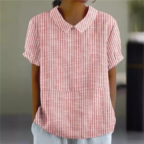 Tops, Tees & Blouses | Womens  Long Sleeve Beach Shirt Small Fresh Stripe Short Sleeve Pullover Top Beach Cover Ups For Oversized Crew Clothing Tops, Tees & Blouses